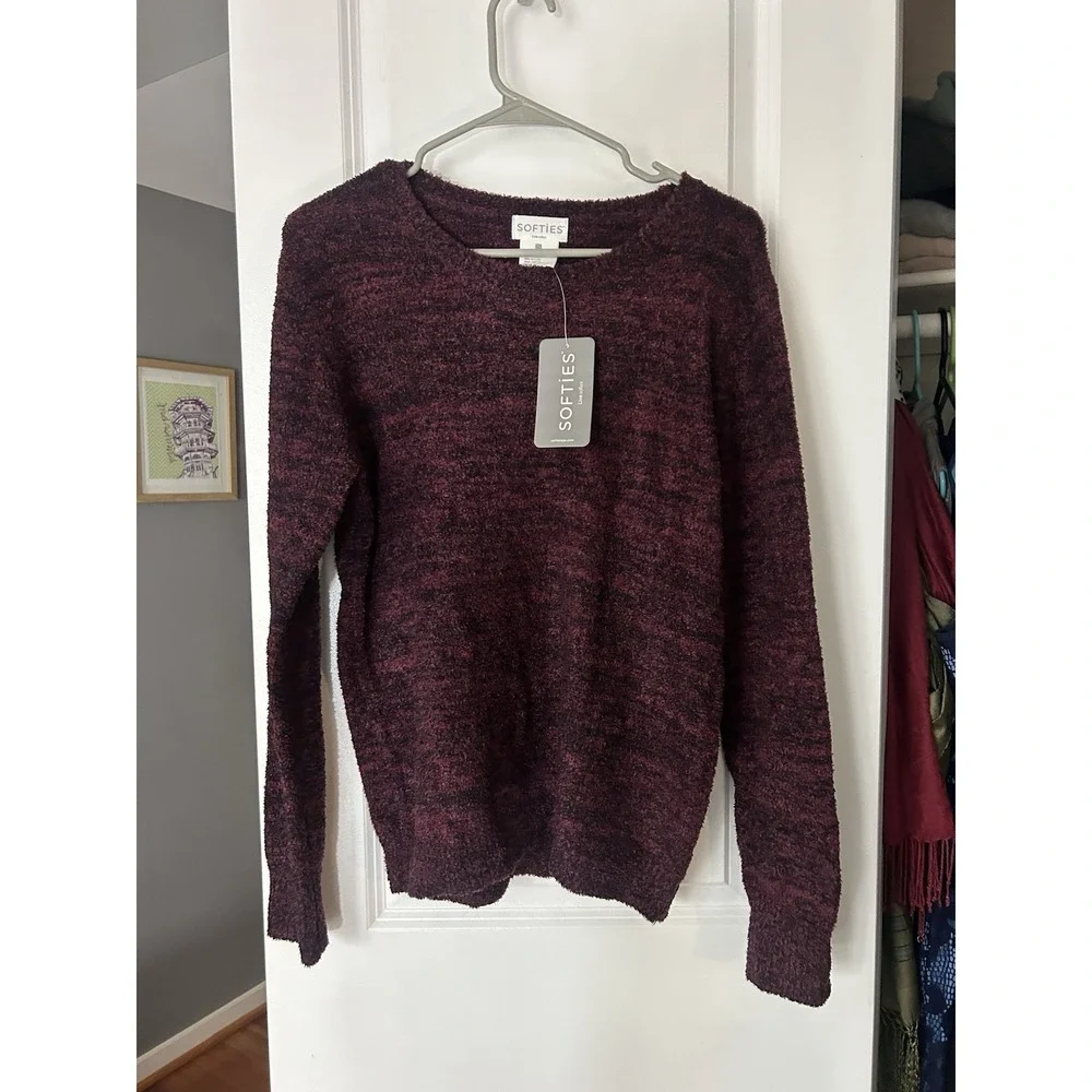 Softies NWT Waffle Marshmallow Crew Neck Sweater PJ Top Size Small Lounge Purple